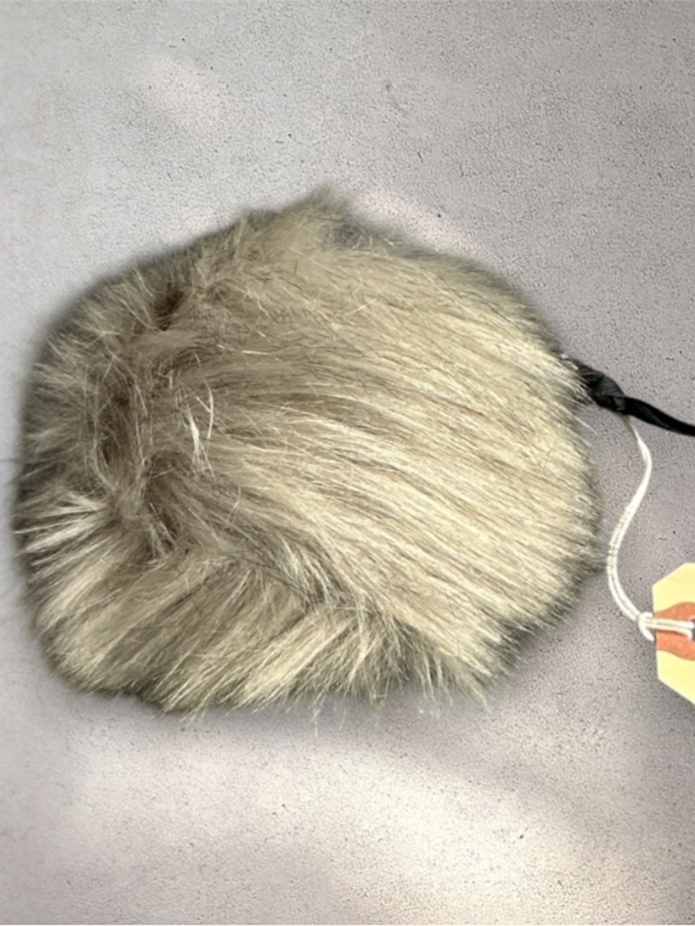 LOVafur 4 inch Pom Pom vegan faux fur fox steel gray NWT